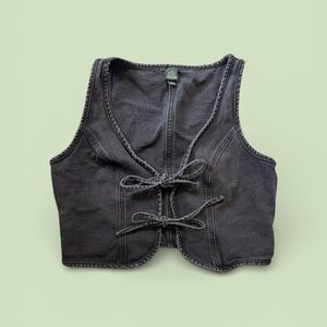 Wild Fable Black Denim Tie front Vest